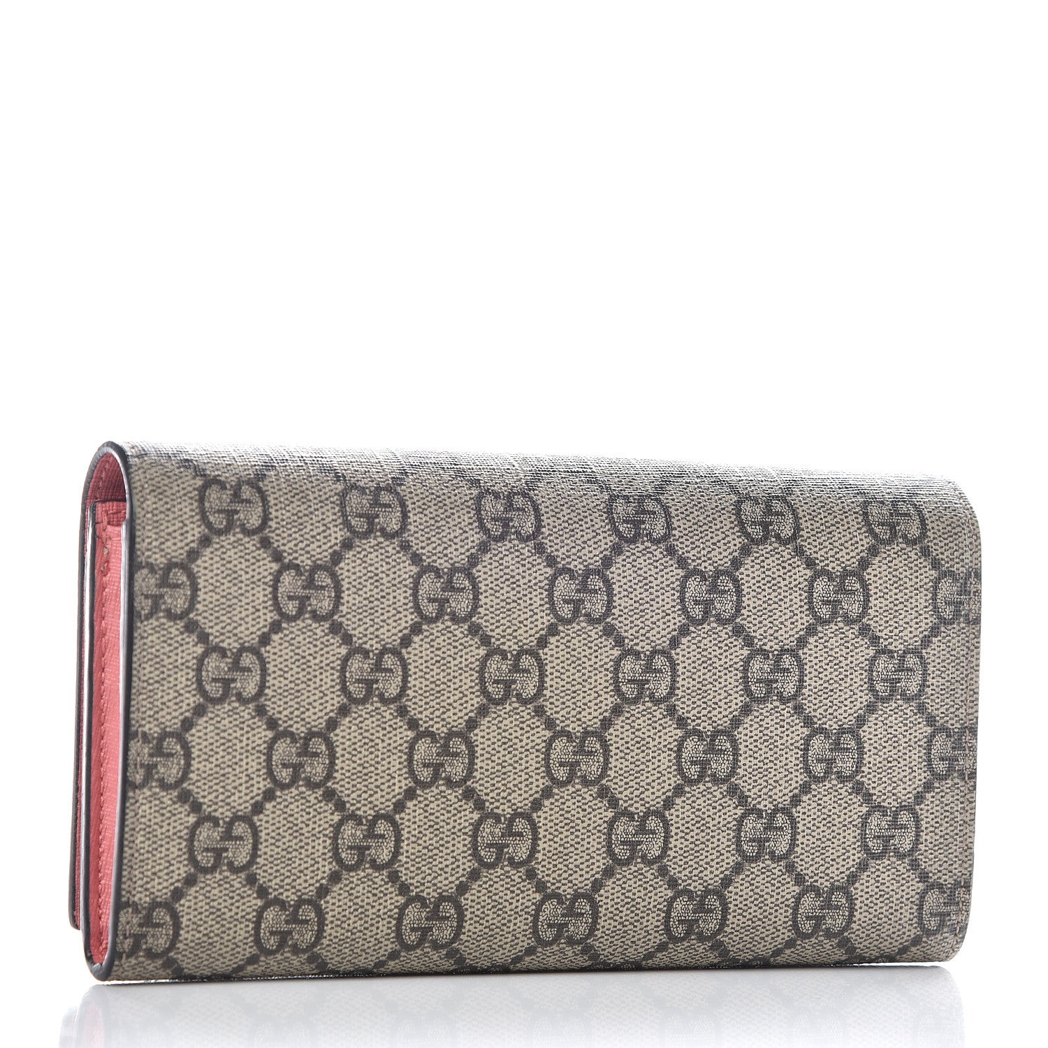 Gucci GG Supreme Monogram Embroidered Face Continental Wallet Pink 3 of 7
