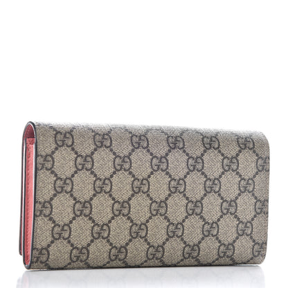 Gucci GG Supreme Monogram Embroidered Face Continental Wallet Pink 3 of 7