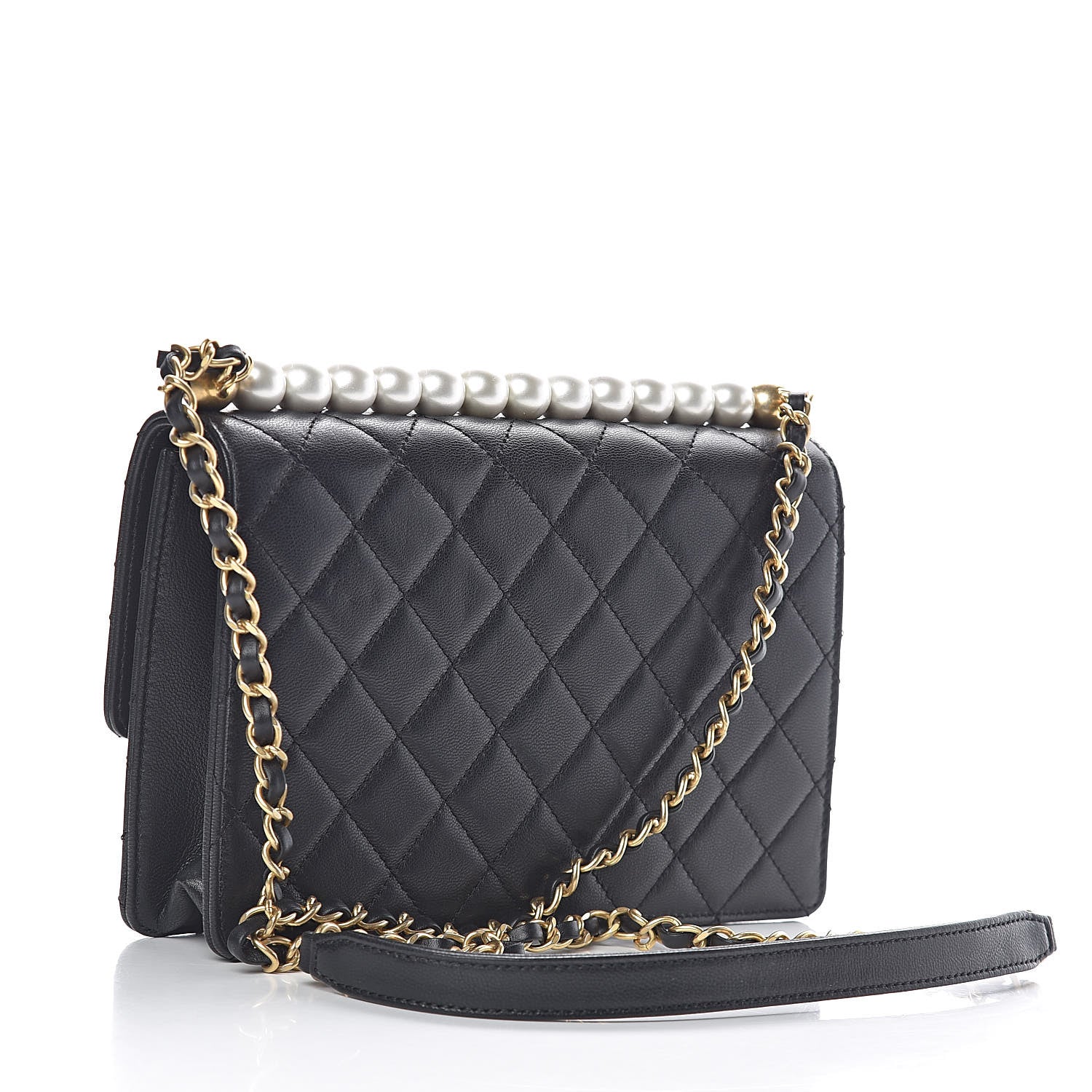 Chanel Lambskin Quilted Small Chic Pearls Flap Black 3 of 12