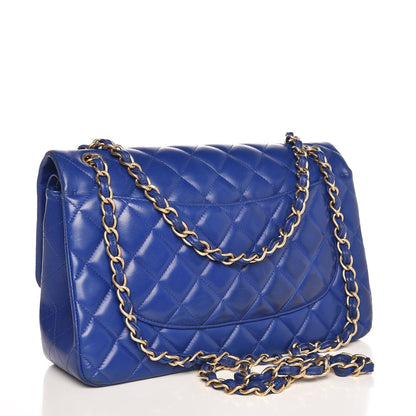 Chanel Lambskin Quilted Jumbo Double Flap Blue 3 of 7
