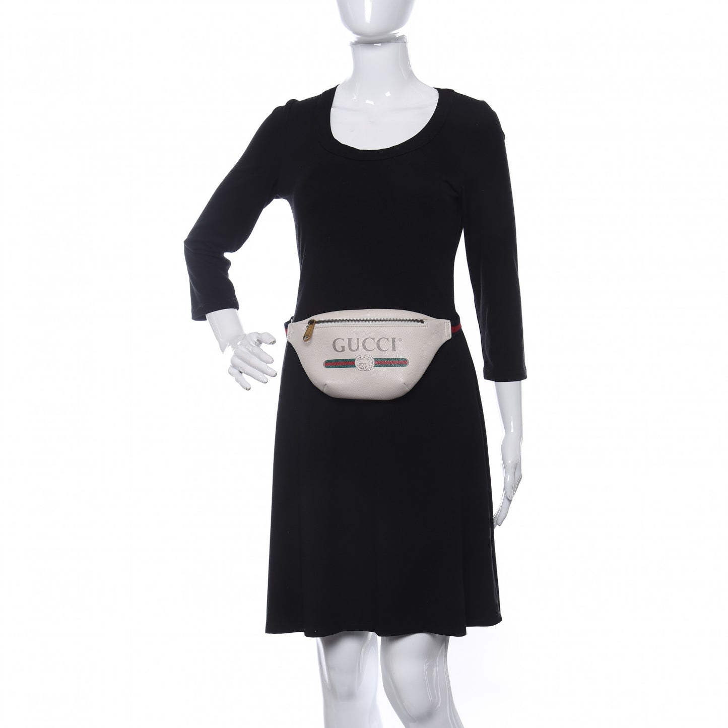 Grained Calfskin Small Logo Belt Bag White