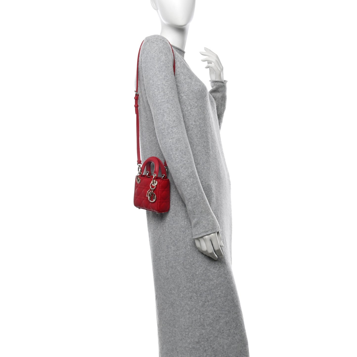 Lambskin Cannage Micro Lady Dior Red