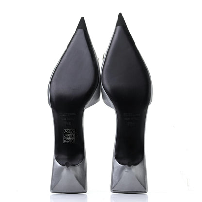 Balenciaga Calfskin BB Pointy Toe Mule 38.5 Gray 5 of 8