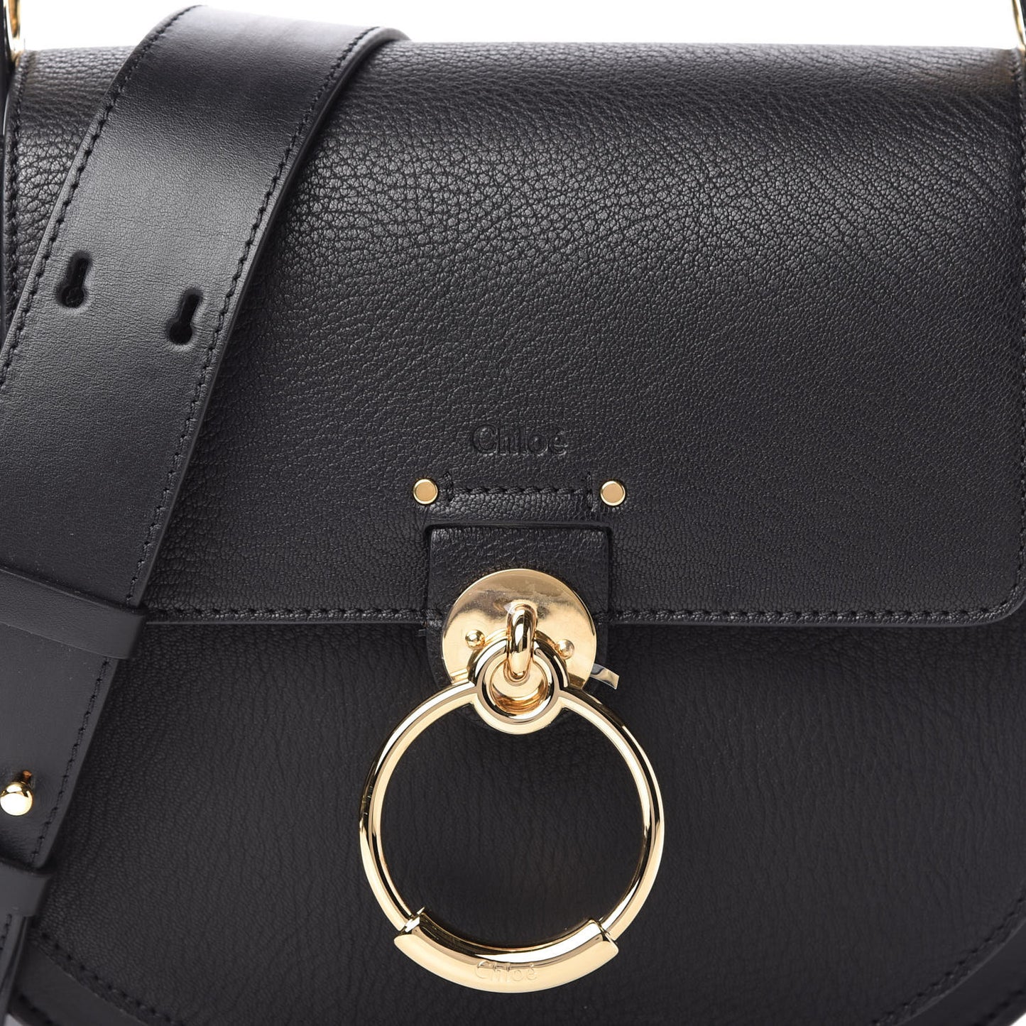 Grained Calfskin Large Tess Bag Black