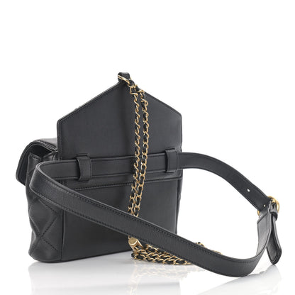 Chanel Calfskin Quilted Carry With Chic Flap Waist Bag With Chain Black 7 of 11