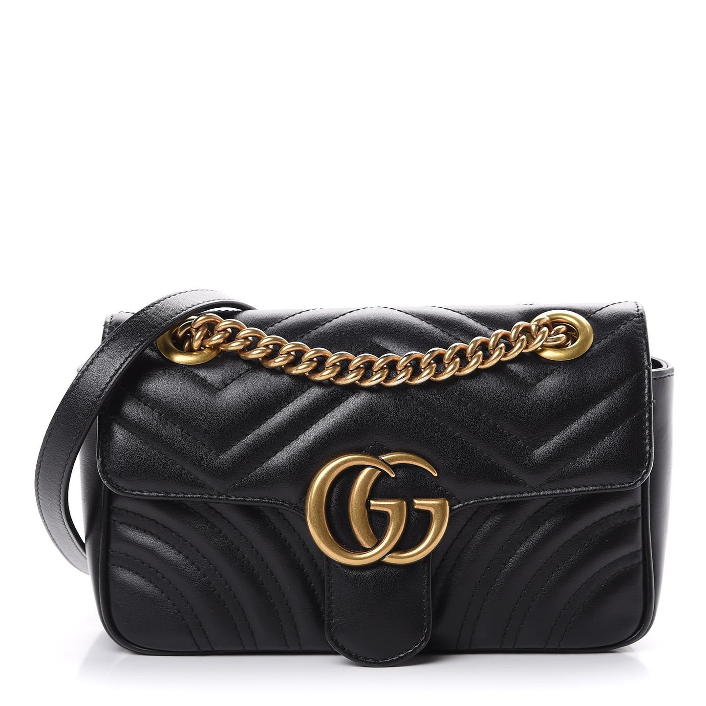 Calfskin Matelasse Mini GG Marmont Shoulder Bag Black