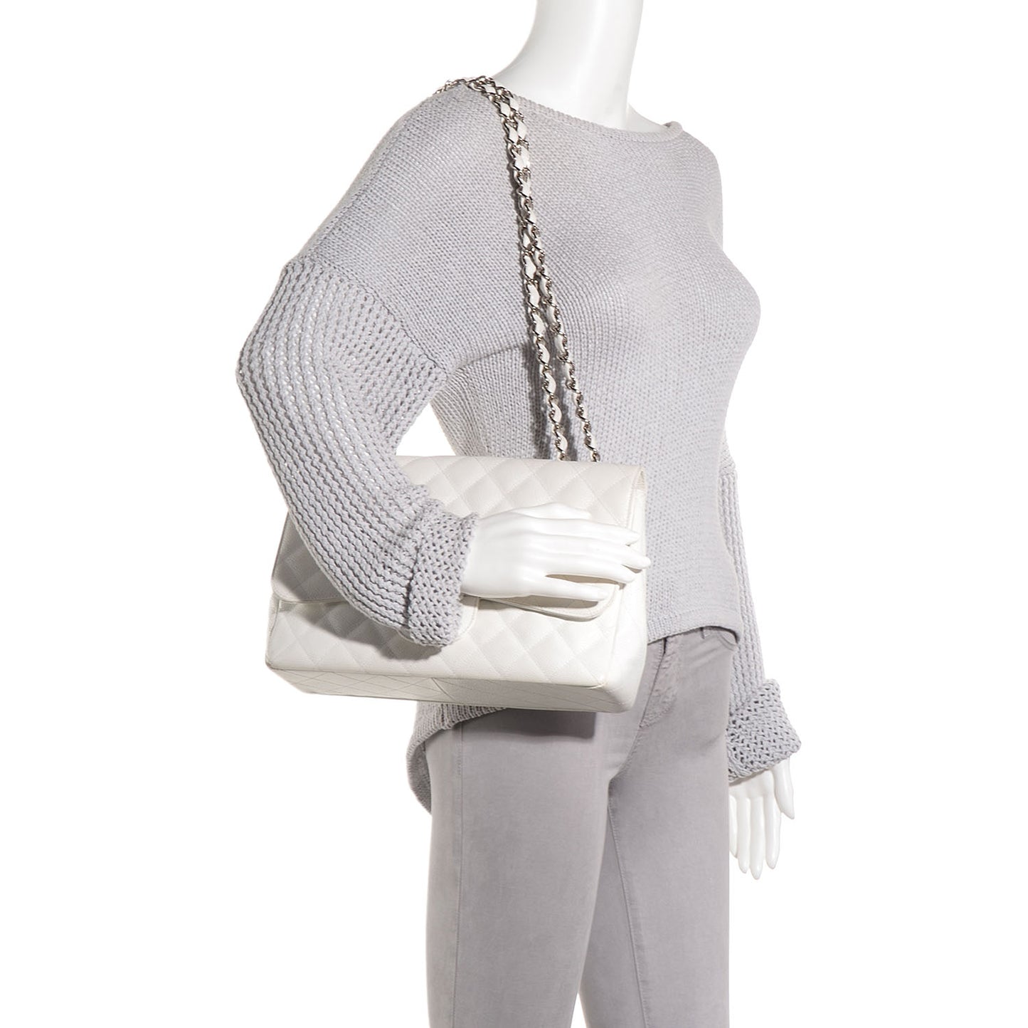 Caviar Jumbo Single Flap White