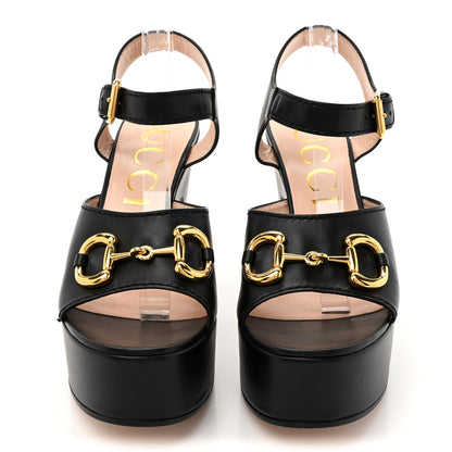 Gucci Nappa Charlotte Horsebit 40/135mm Platform Sandals 41.5 Black 3 of 10