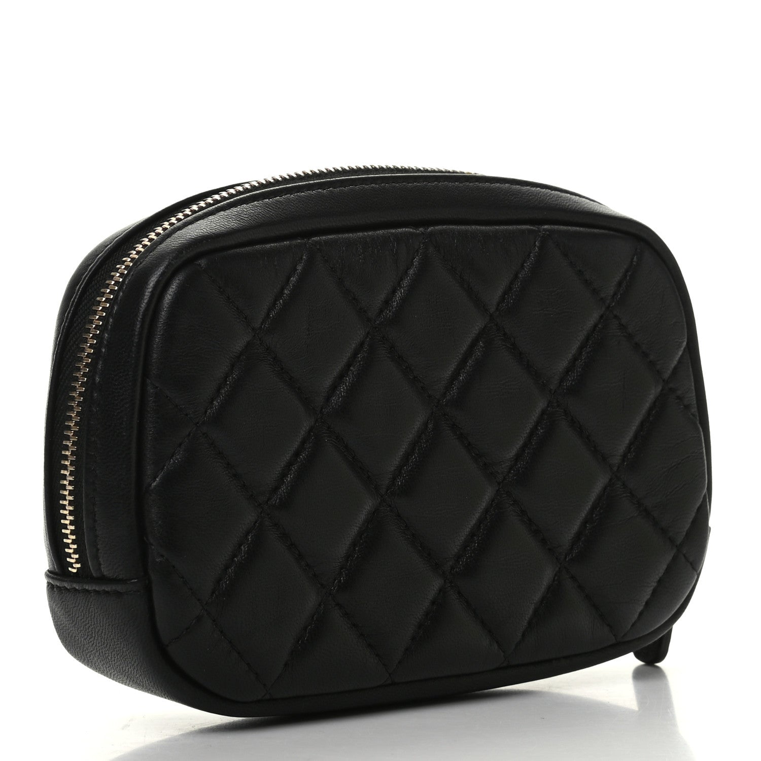 Chanel Lambskin Quilted Small Curvy Pouch Cosmetic Case Black 3 of 8
