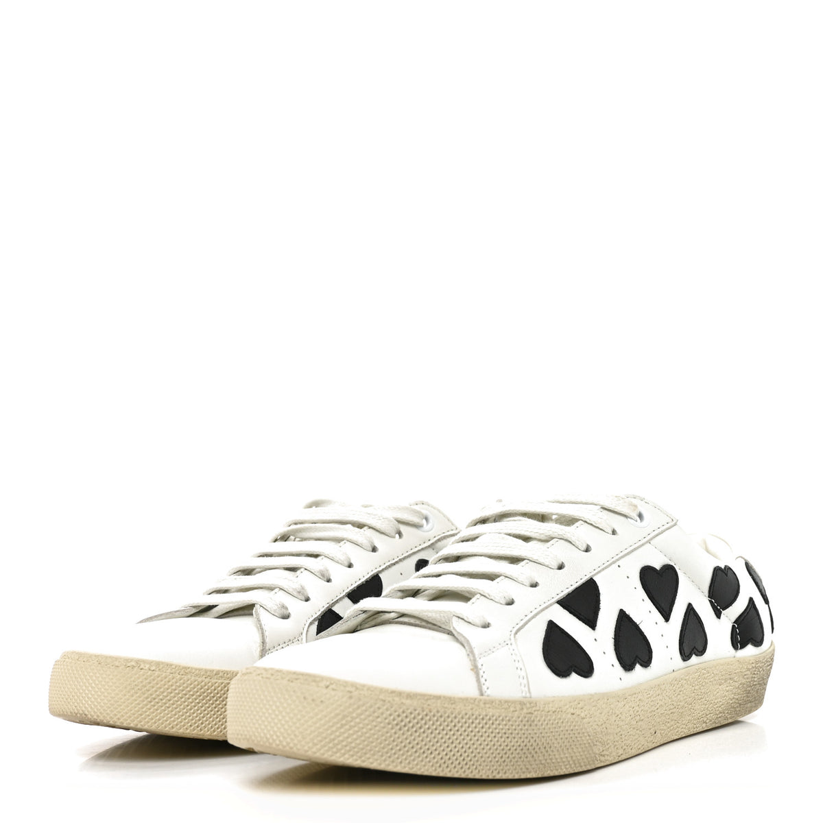 Saint Laurent Calfskin Heart Court Classic Sneakers 38 White Black 4 of 8