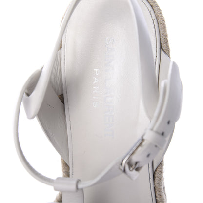 Saint Laurent Calfskin Tribute 95 Platform Espadrille Wedge Sandals 37.5 Porcellana 6 of 6