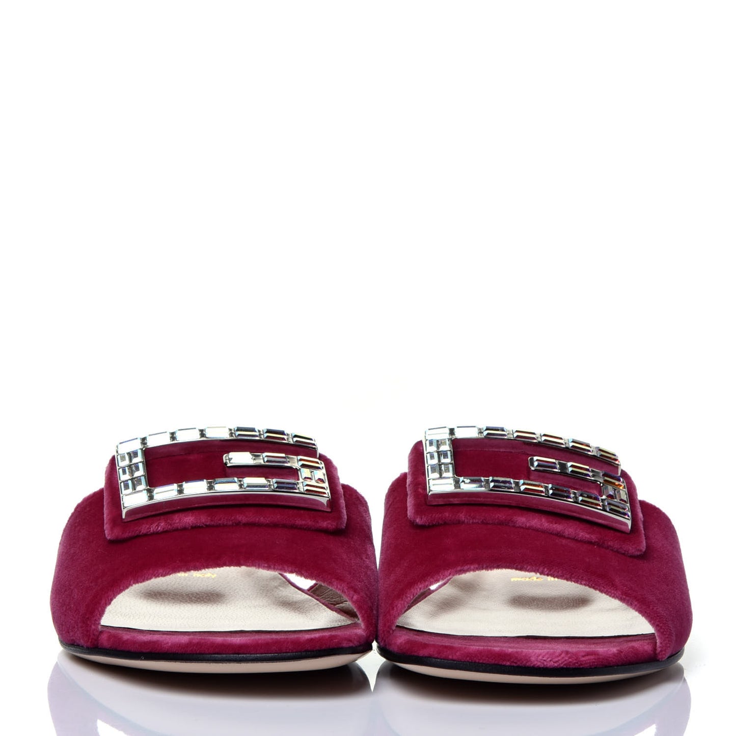 Velvet Crystal Square G Madelyn Slide Sandals 37 Light Raspberry Rose