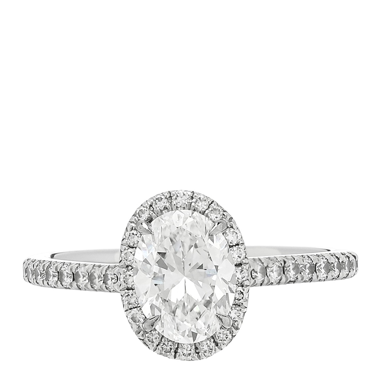 Tiffany Platinum Diamond 1.09ct Soleste Oval Cut Halo Engagement Ring 50 5.25 1 of 7