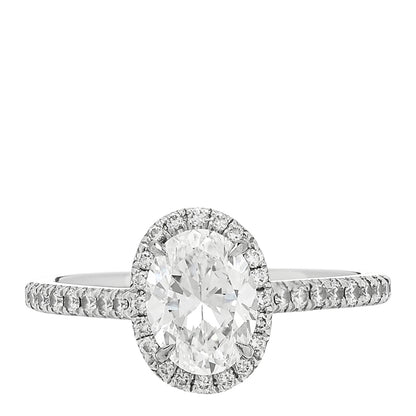Tiffany Platinum Diamond 1.09ct Soleste Oval Cut Halo Engagement Ring 50 5.25 1 of 7