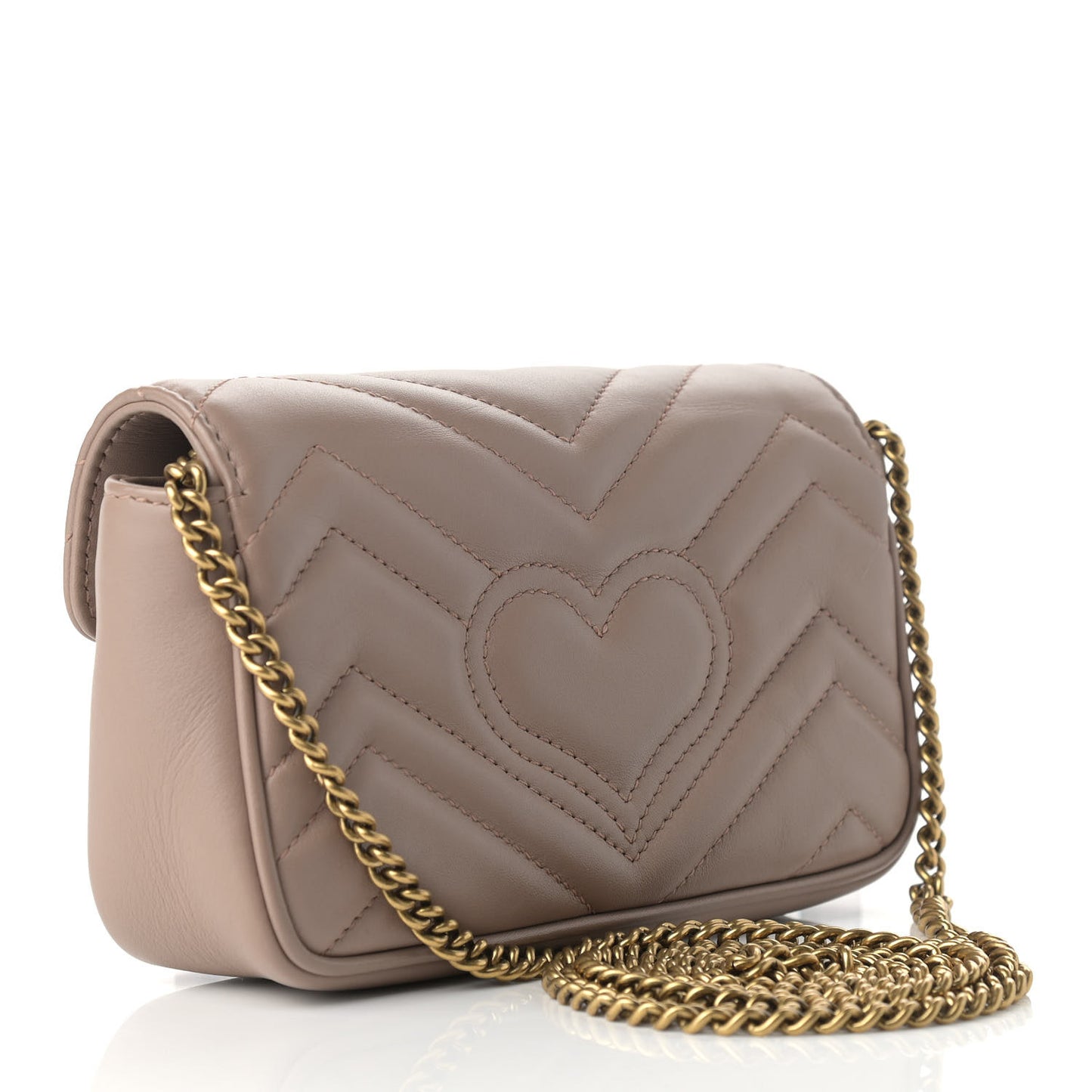 Calfskin Matelasse Super Mini GG Marmont Shoulder Bag Porcelain Rose