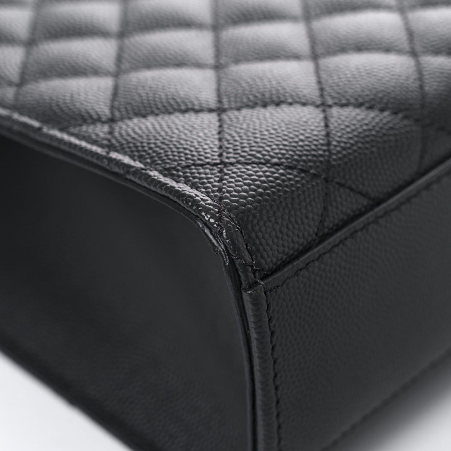 Grain De Poudre Textured Mixed Matelasse Large Triquilt Monogram Satchel Asphalt