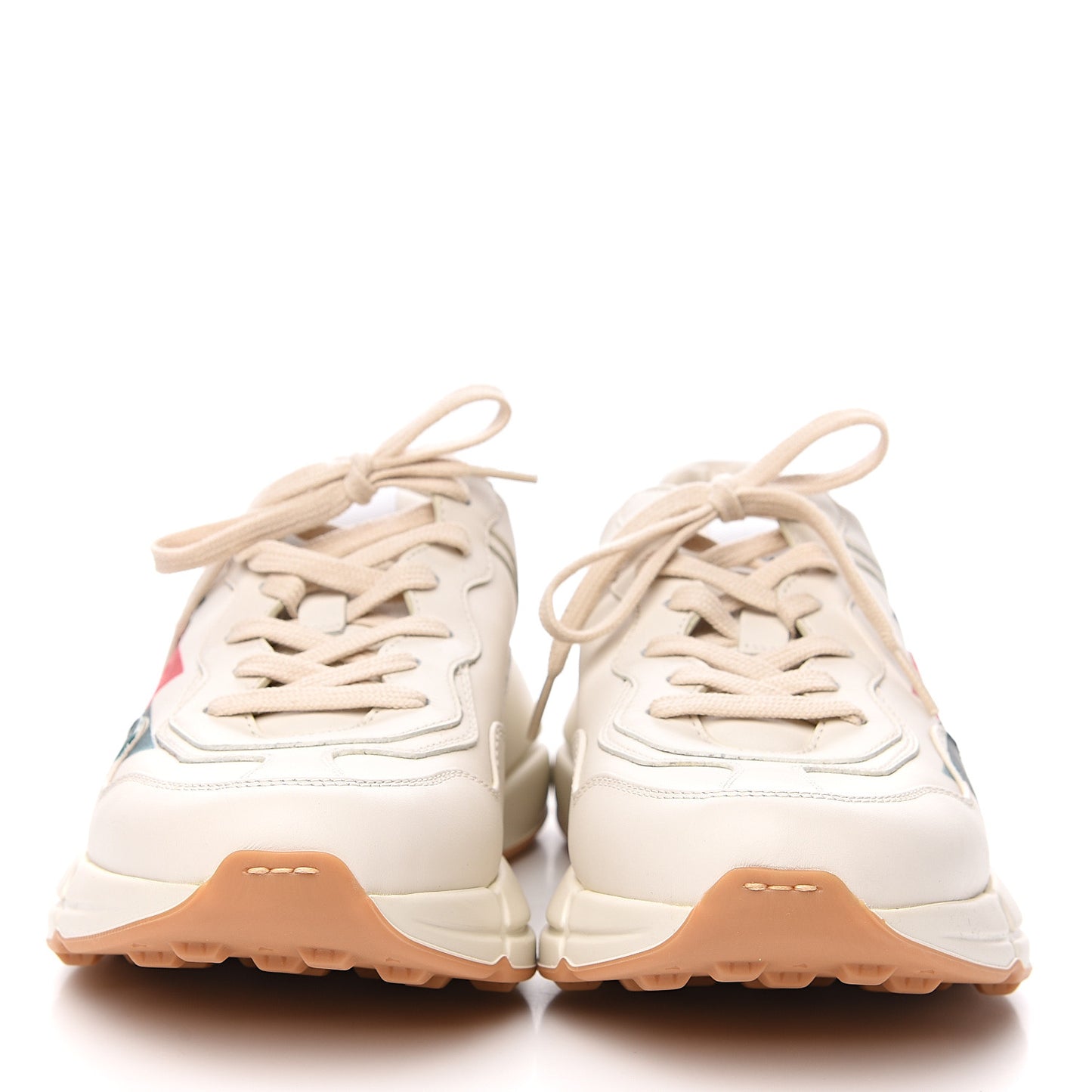 Calfskin Web Printed Mens Rhyton Sneakers 8.5 Mystic White