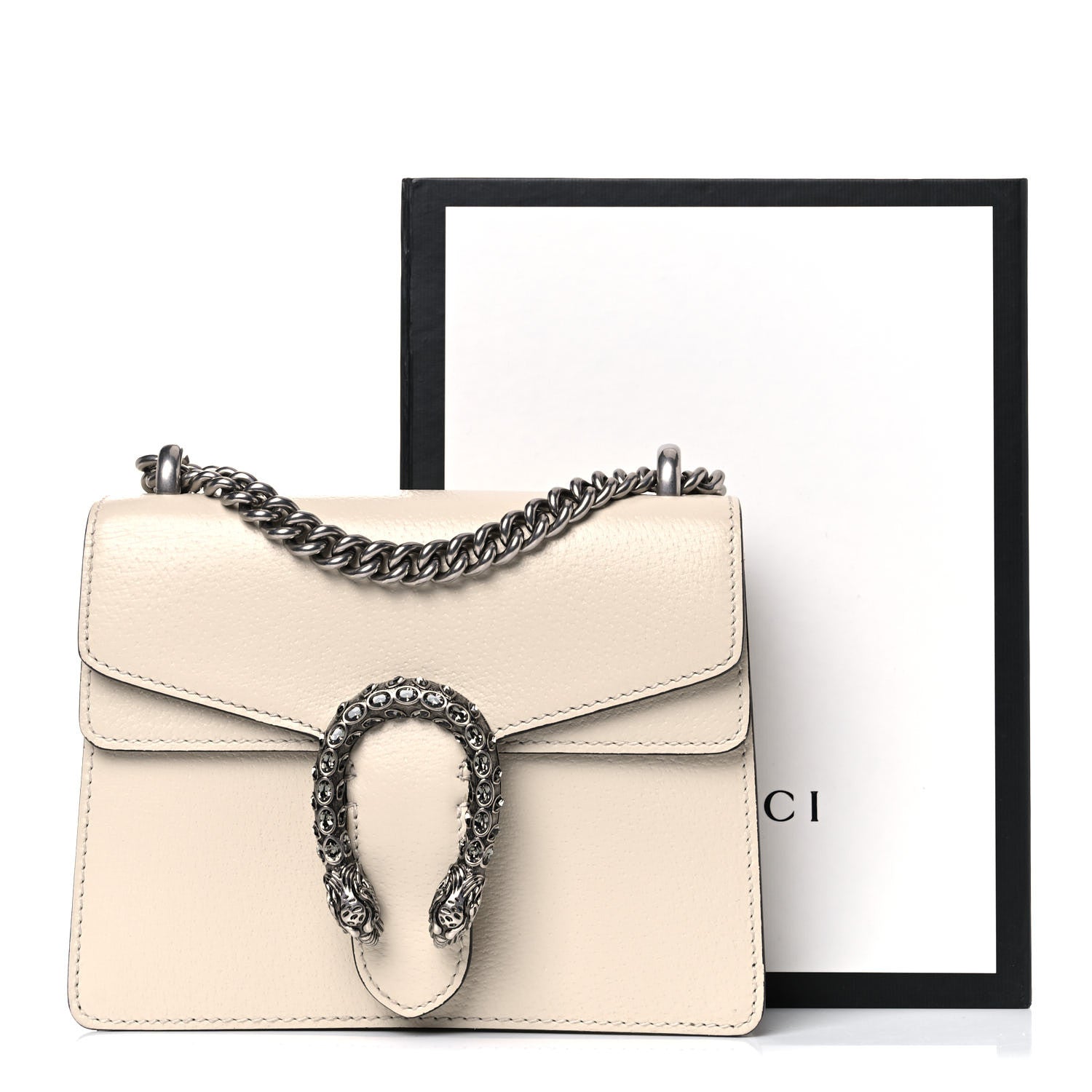 Gucci Textured Calfskin Crystal Mini Dionysus Shoulder Bag Mystic White 16 of 16