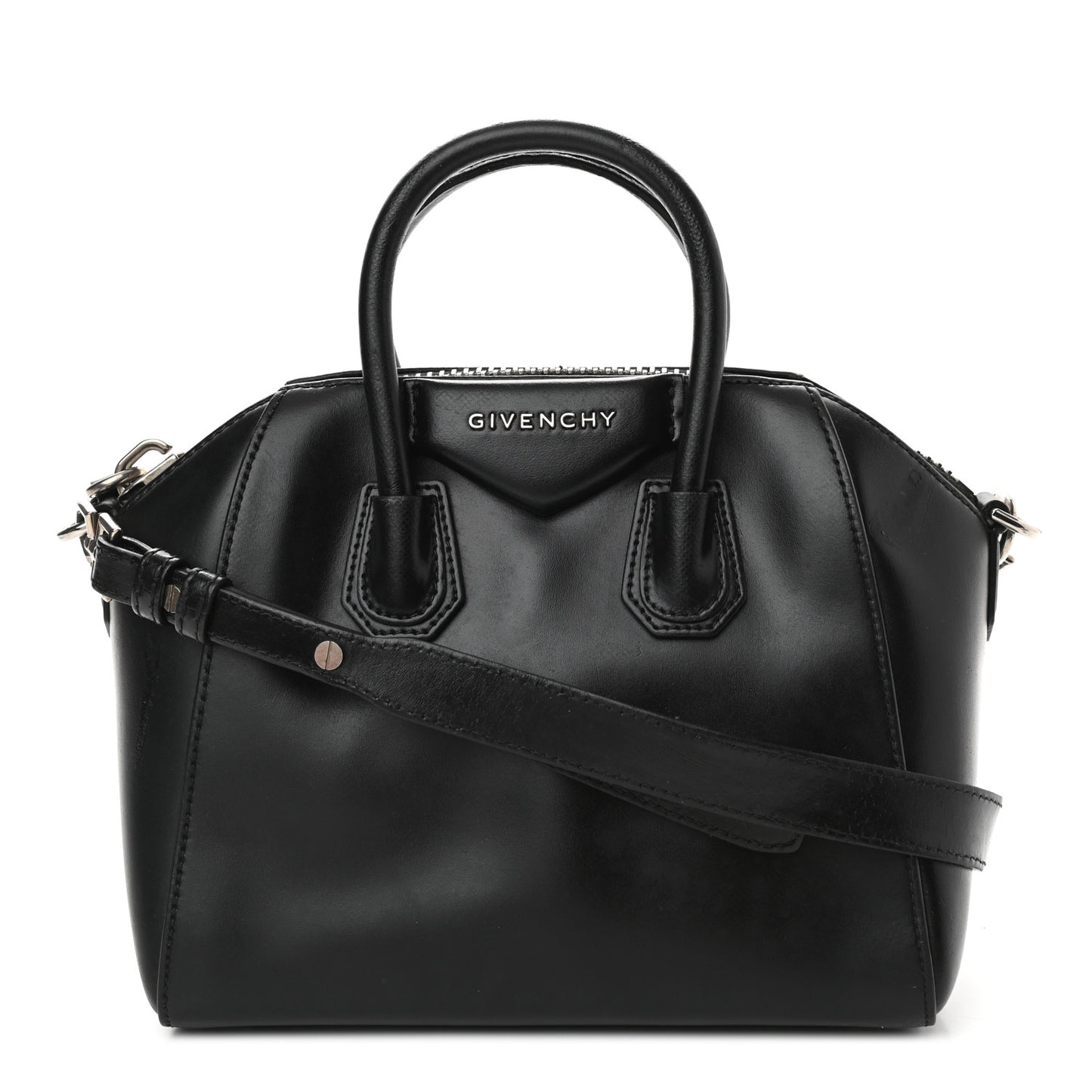 Shiny Lord Calfskin Mini Antigona Black