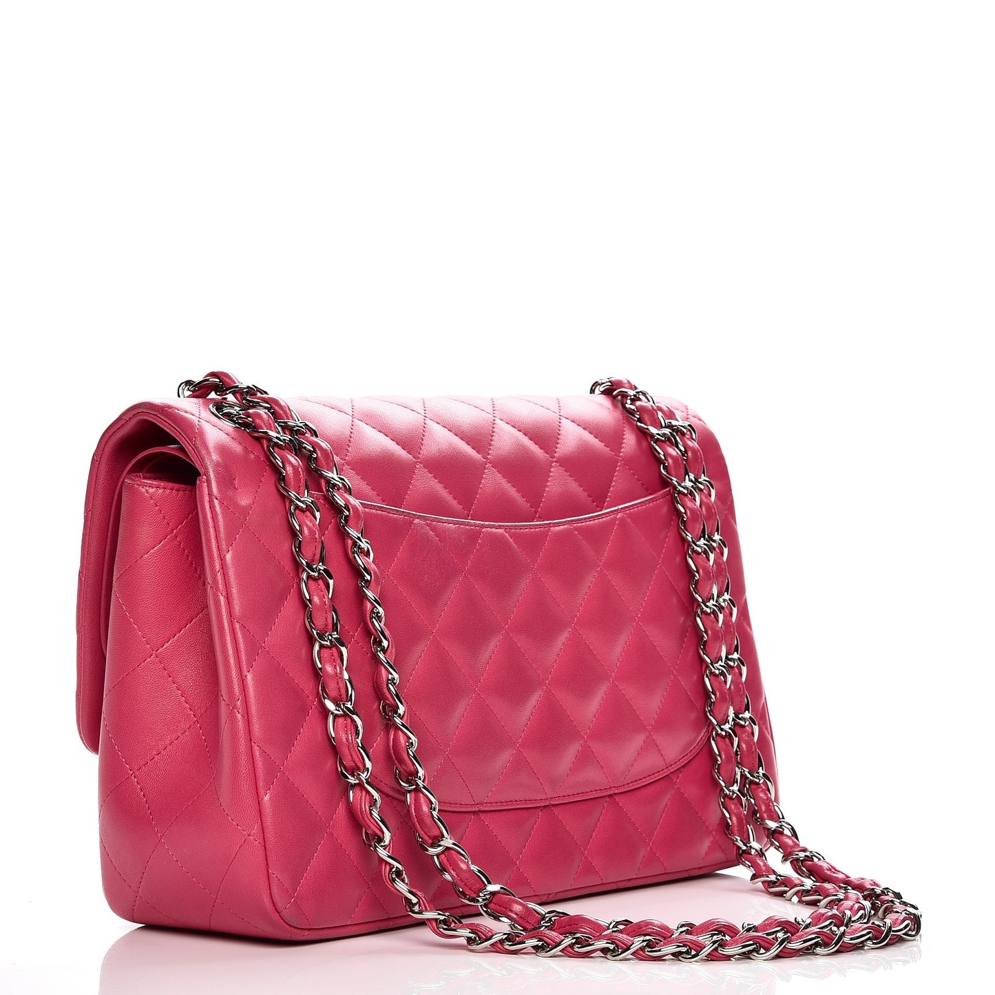 Lambskin Quilted Jumbo Double Flap Dark Pink