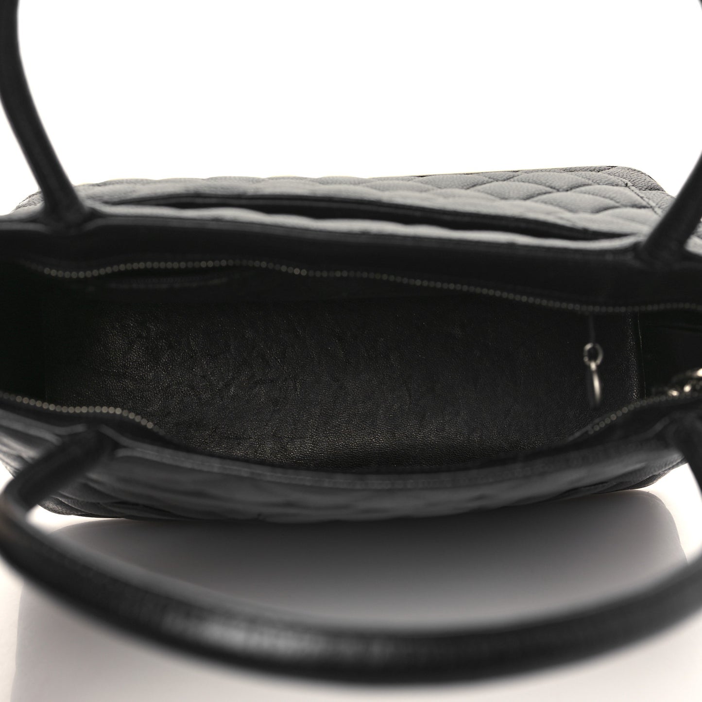 Caviar Quilted Medallion Tote Black