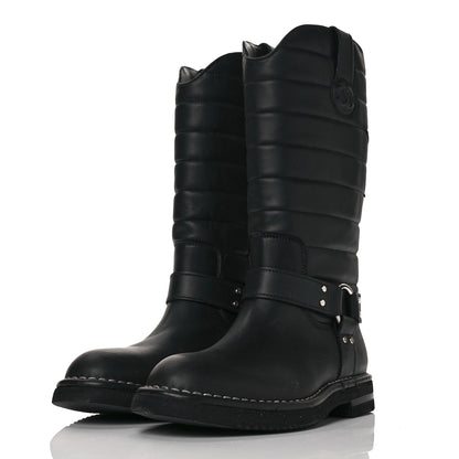Chanel Oily Calfskin Star Quilted Biker Boots 36 Black 3 of 7