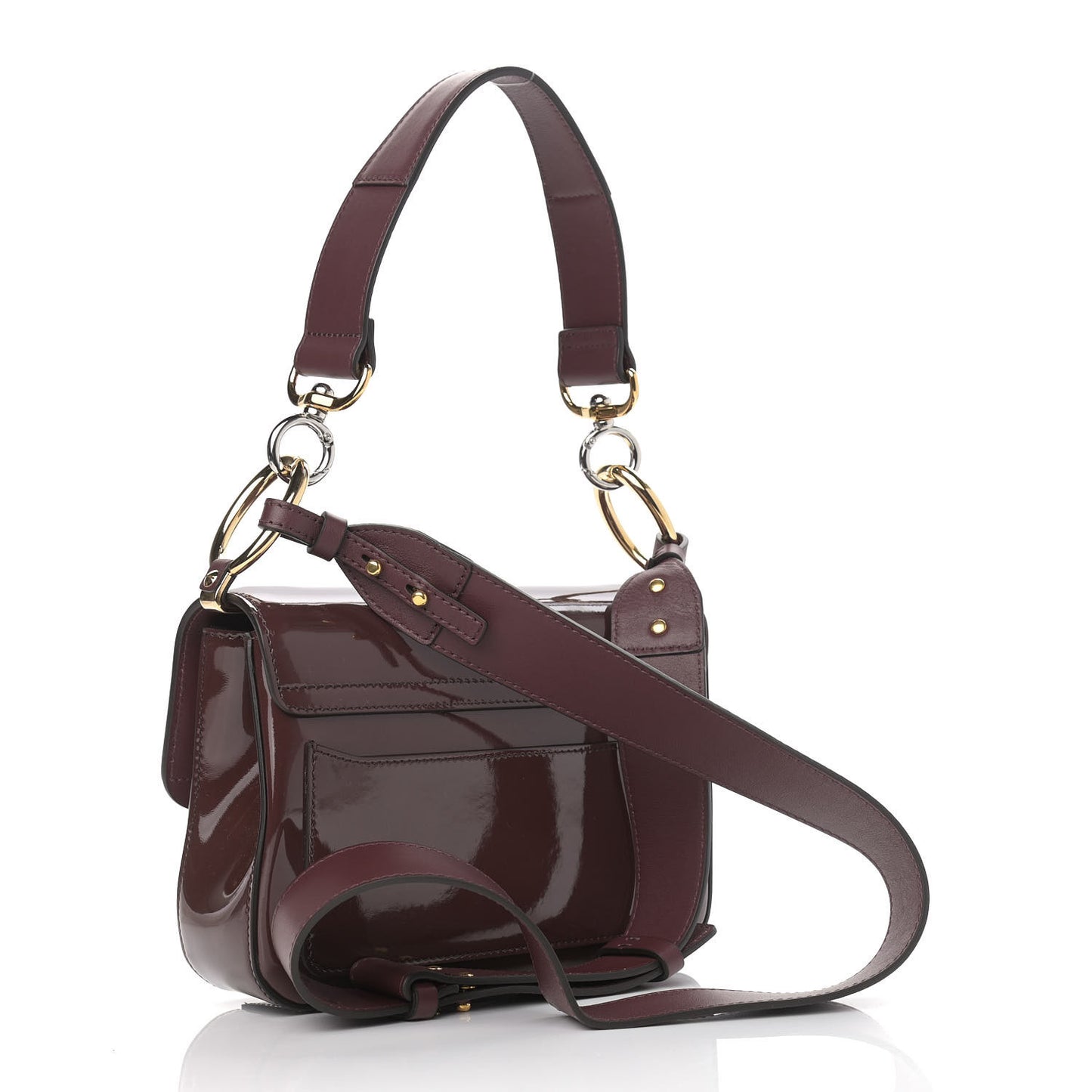 Spazzolato Sfumato Calfskin Small C Double Carry Burnt Brown