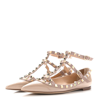 Valentino Garavani Patent Rockstud Cage Ballerina Flats 35 Poudre 3 of 11
