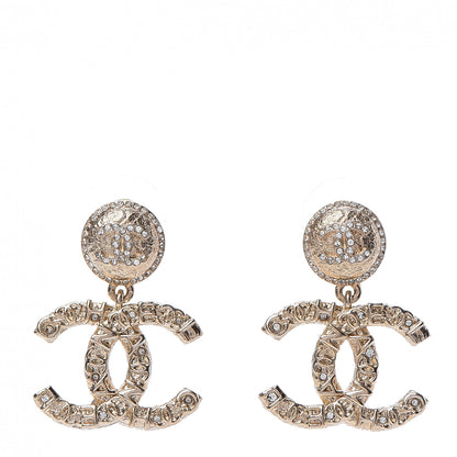Chanel Crystal CC Drop Logo Earrings Gold 1 of 5