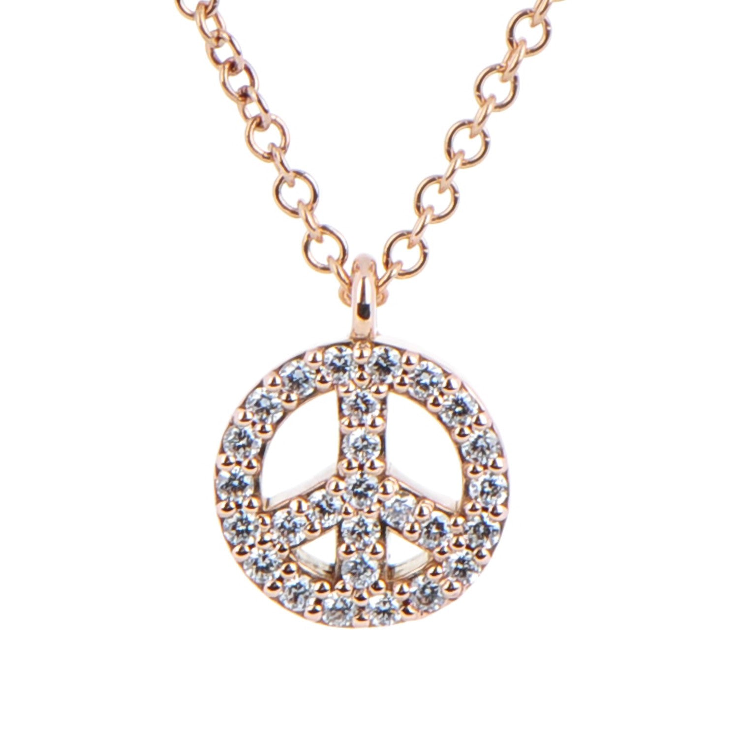 Tiffany 18K Rose Gold Diamond Mini Metro Peace Pendant Necklace 3 of 6