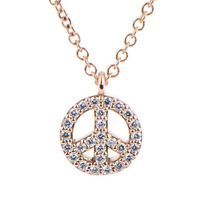 Tiffany 18K Rose Gold Diamond Mini Metro Peace Pendant Necklace 3 of 6