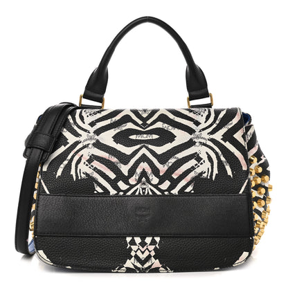 MCM Striped Visetos Funky Zebra Stud Keana Boston Black Blue 1 of 11