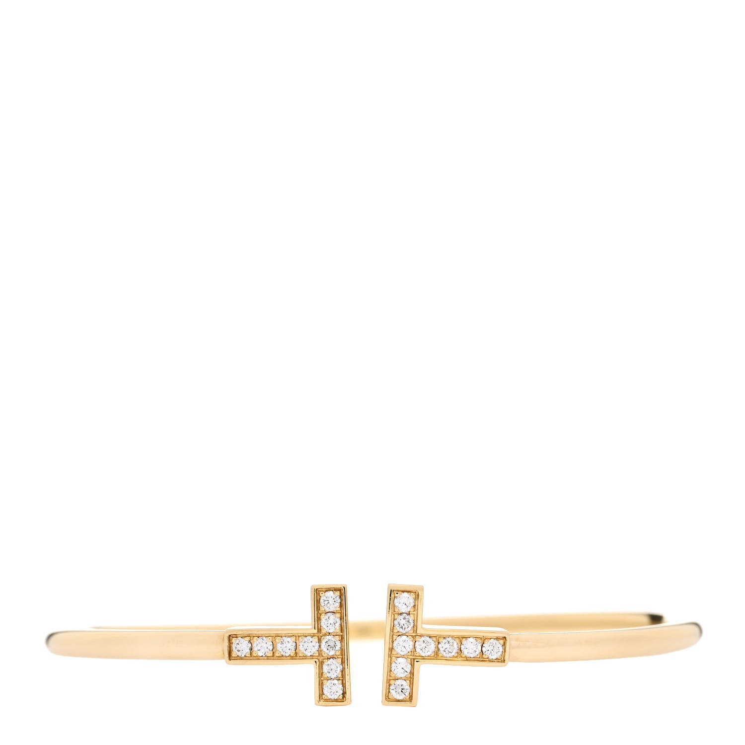 Tiffany 18K Yellow Gold Diamond T Wire Bracelet 1 of 4