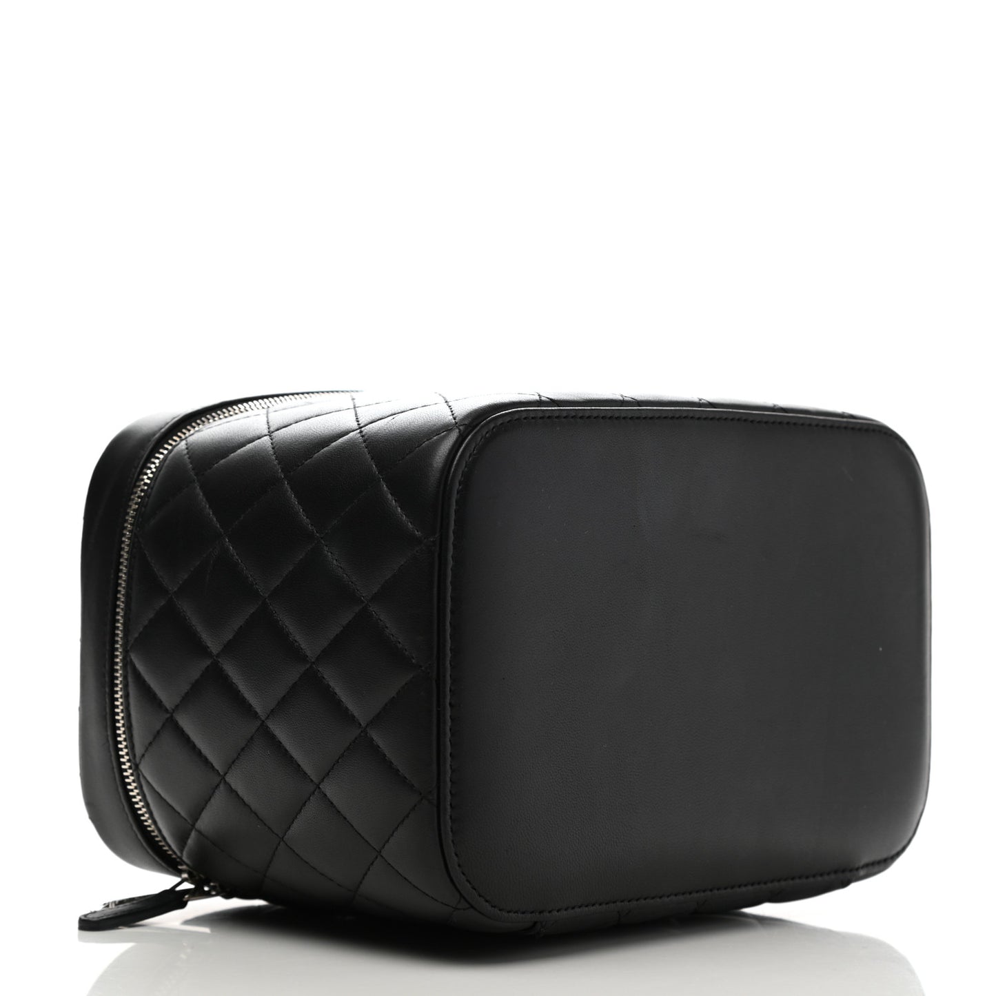 Lambskin Quilted Large Vanity Pouch Black