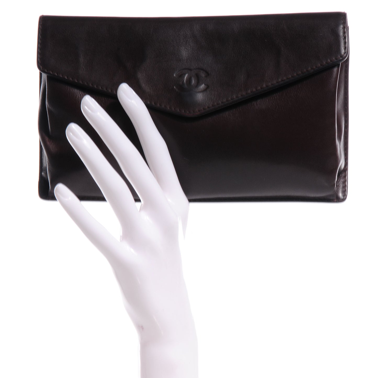 Lambskin CC Clutch Wallet Brown