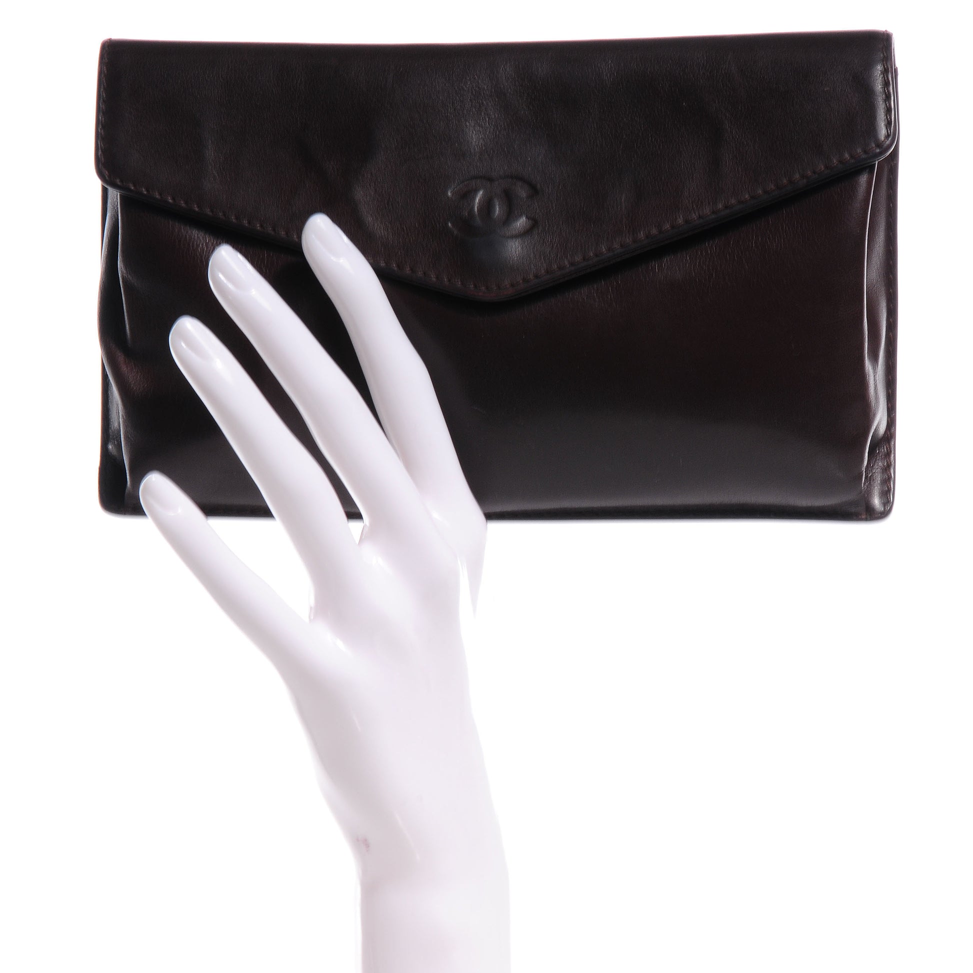 Chanel Lambskin CC Clutch Wallet Brown 2 of 7