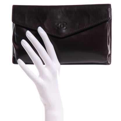 Chanel Lambskin CC Clutch Wallet Brown 2 of 7