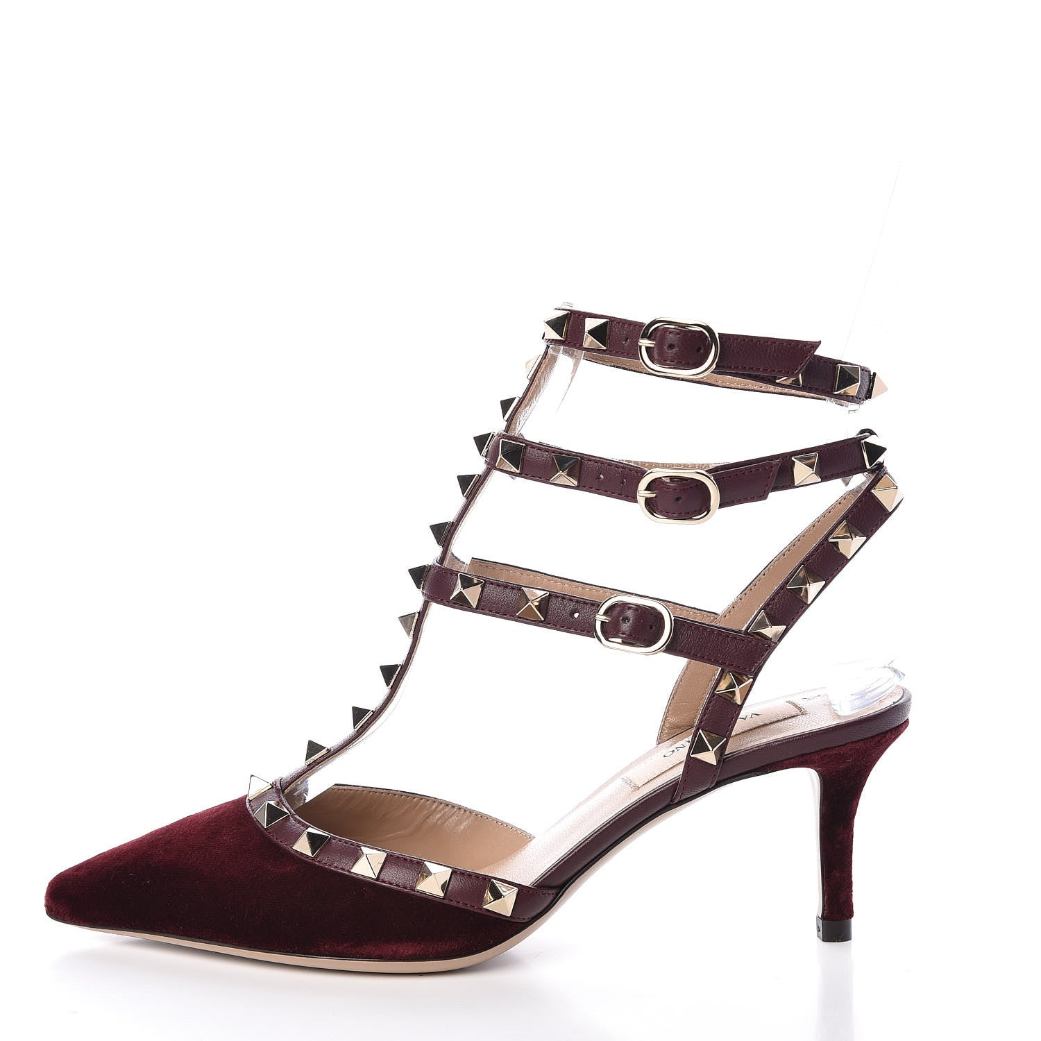 Valentino Garavani Velvet Rockstud Ankle Strap 65mm Pumps 36.5 Rubin 1 of 13