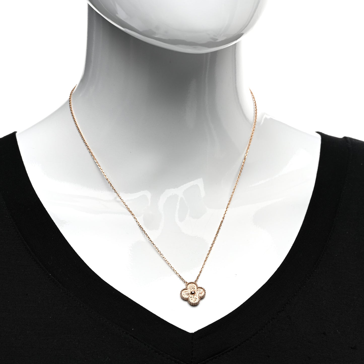 18K Rose Gold Vintage Alhambra Pendant Necklace