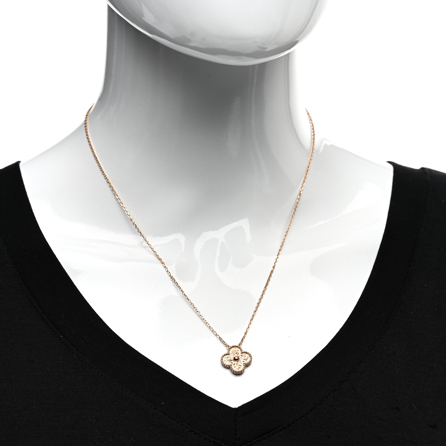 Van Cleef & Arpels 18K Rose Gold Vintage Alhambra Pendant Necklace 2 of 5