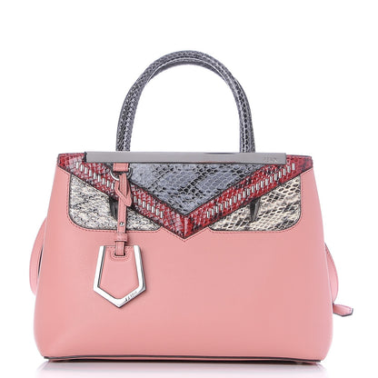 Fendi Vitello Dolce Elaphe Monster Petite 2Jours Tote Bois de Rose Naturale 1 of 8