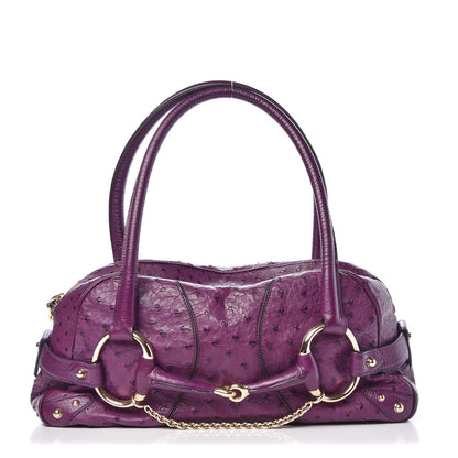 Gucci Ostrich Horsebit Chain Satchel Grape Royal 1 of 10