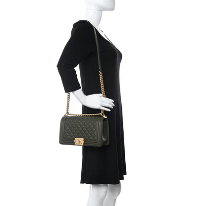 Chanel Calfskin Quilted Medium Boy Flap Khaki 2 of 11