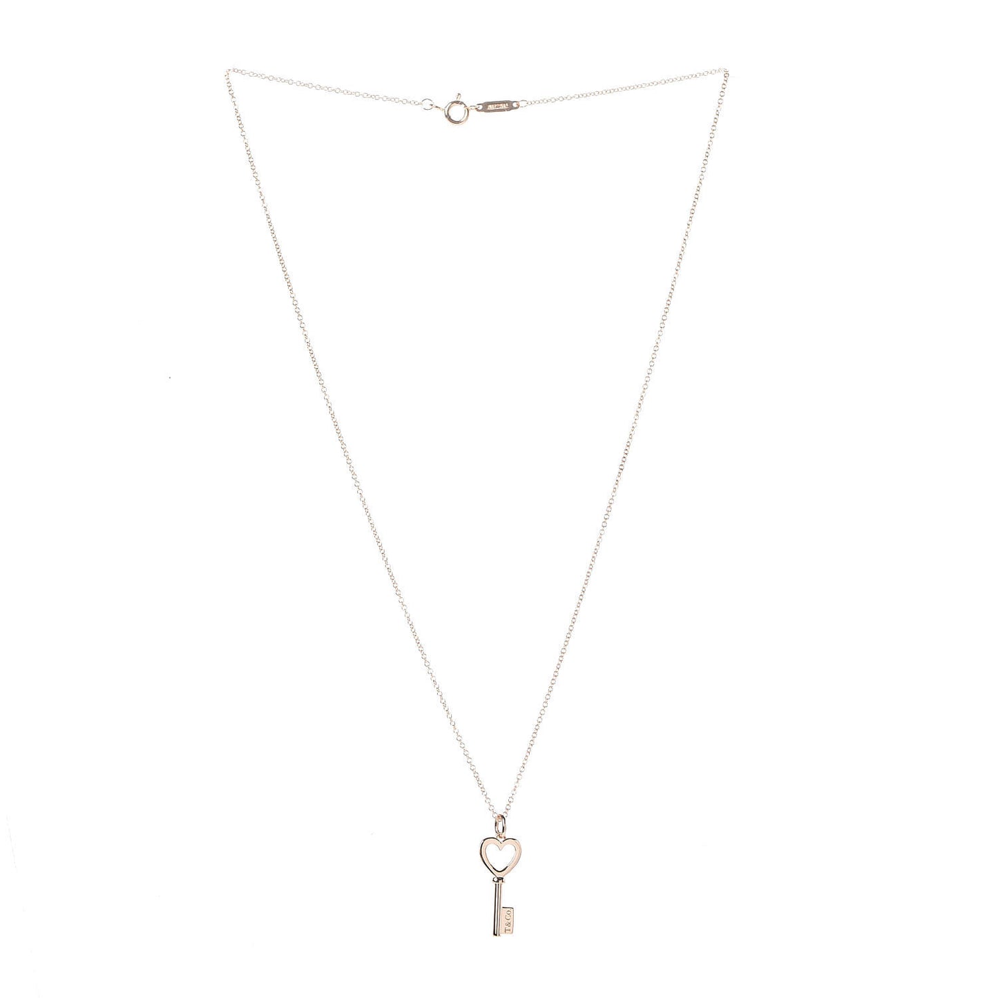 18K Rose Gold Mini Heart Key Pendant Necklace