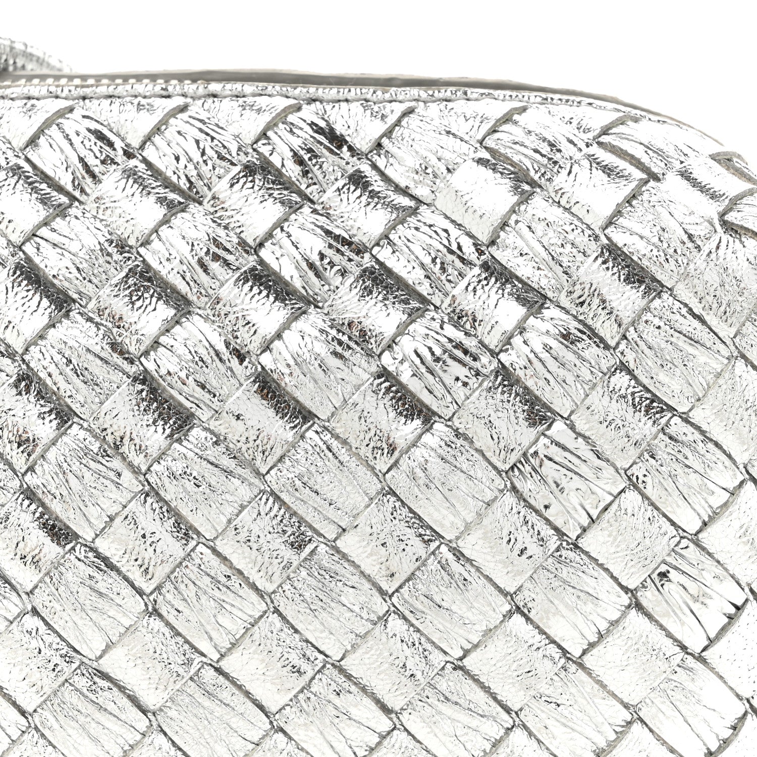 Bottega Veneta Metallic Calfskin Intrecciato Mini Loop Camera Bag Silver 8 of 10