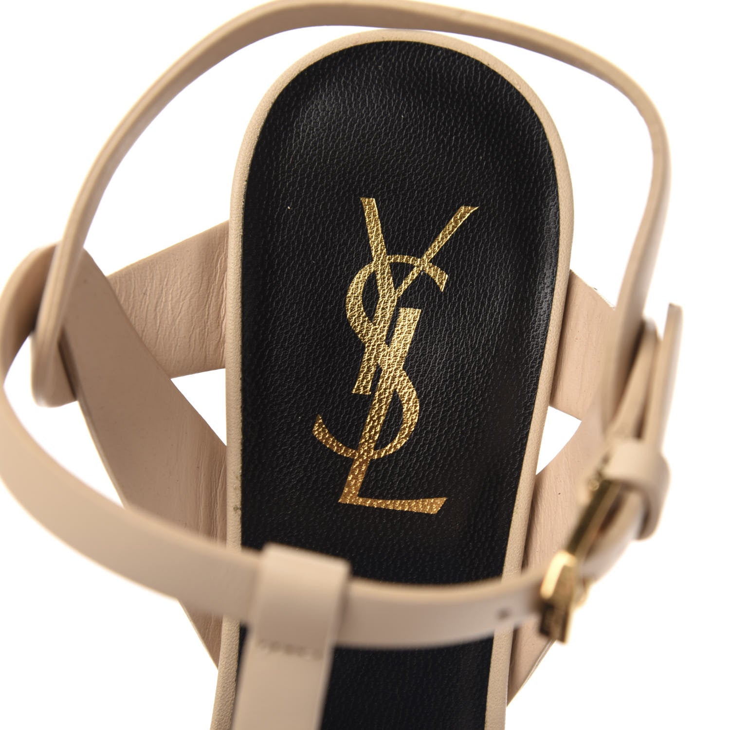 Saint Laurent Calfskin Tribute 75 Platform Sandals 37.5 Nude Powder 6 of 9