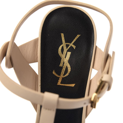 Saint Laurent Calfskin Tribute 75 Platform Sandals 37.5 Nude Powder 6 of 9