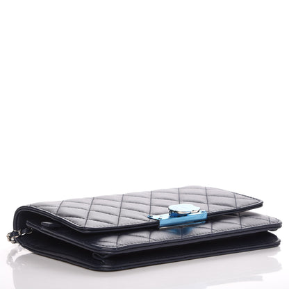 Chanel Lambskin Quilted Golden Class Wallet on Chain WOC Navy 4 of 9