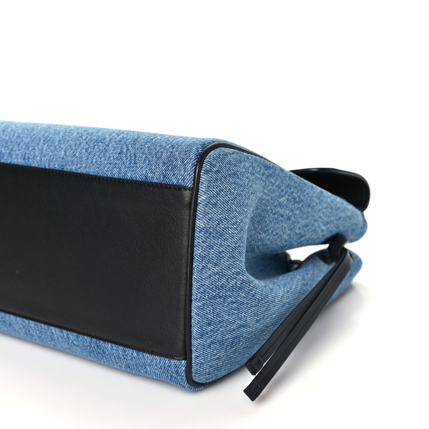 Denim Calfskin Urban Essentials Large Shopping Bag Blue Black