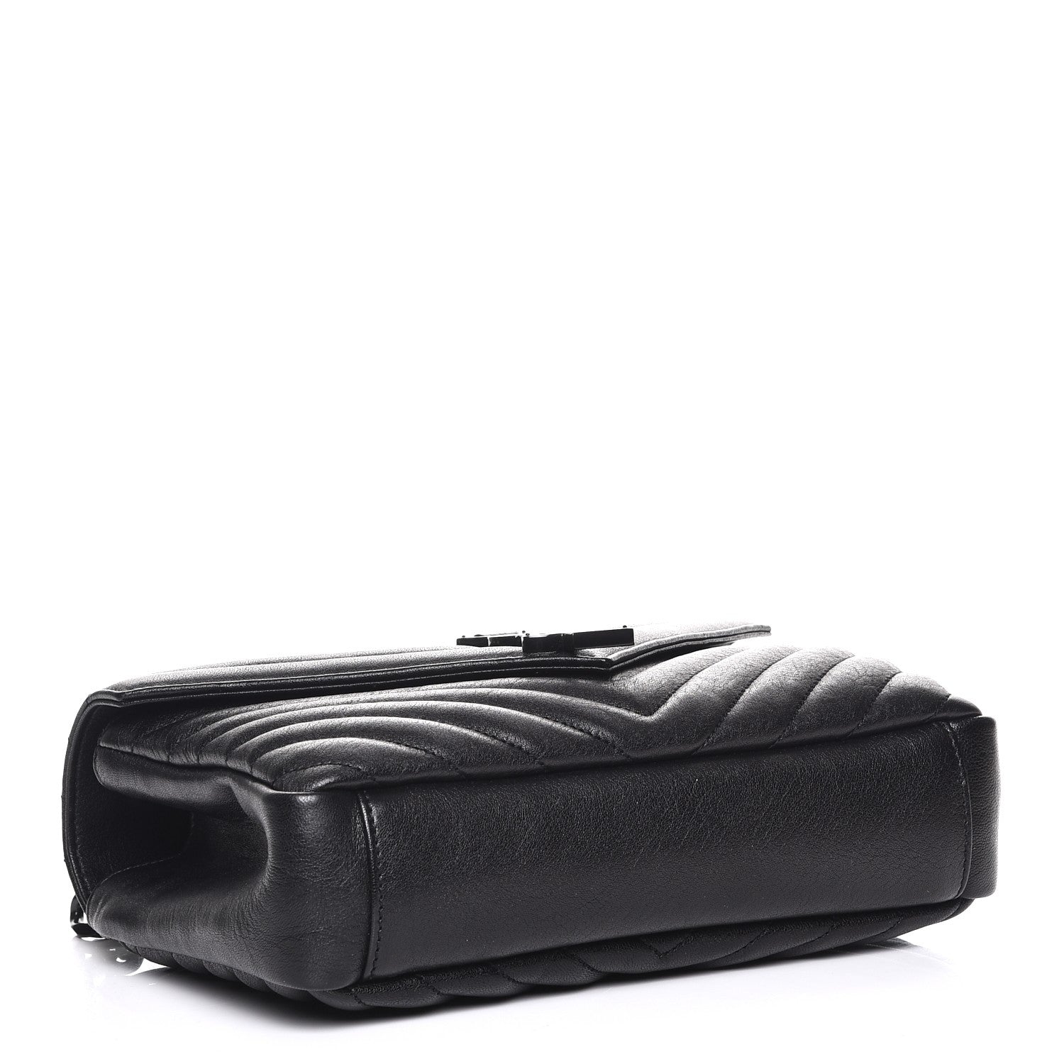 Saint Laurent Sheepskin Matelasse Chevron Monogram Medium College Bag Black 5 of 8